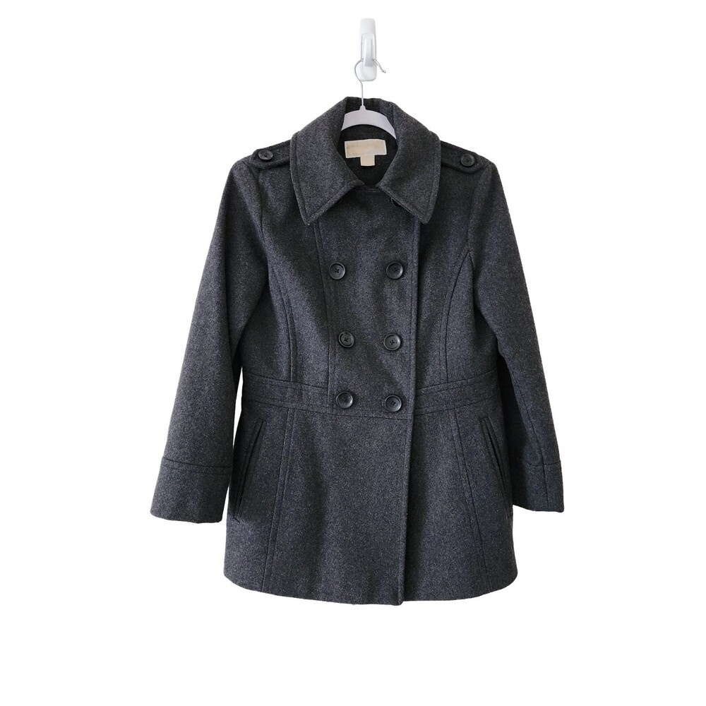 Michael Michael Kors Grey Wool Pea Coat Size S WPL7888 Double Breasted Jacket